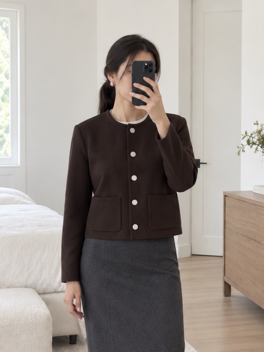 Theory Brown Urban Melton Cropped Wool Cashmere Jacket Size 2